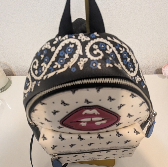 Coach Charlie Mini Backpack Lips Butterfly Print - Picture 5 of 8